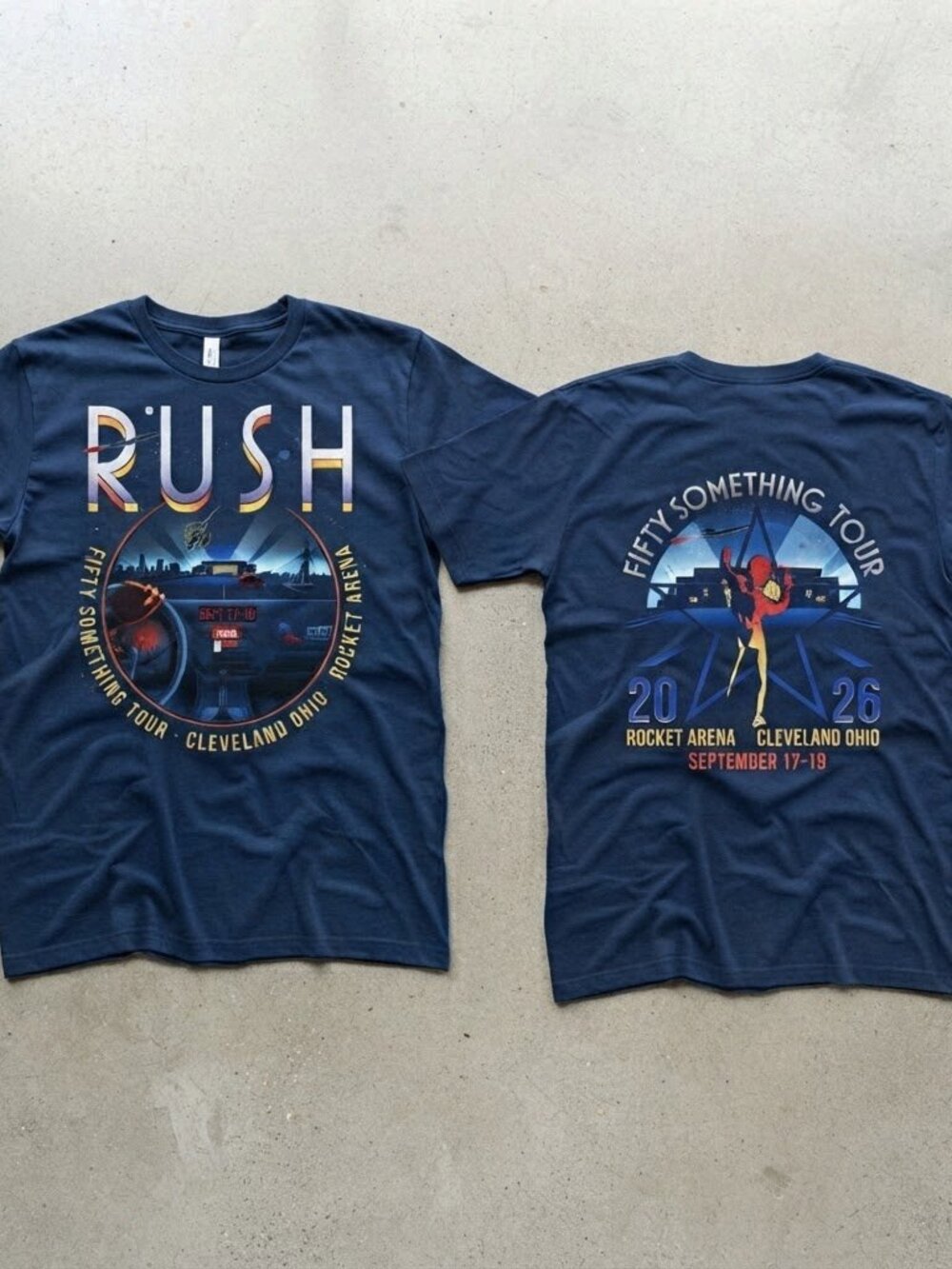 Rush Fifty Something Tour Rocket Arena Cleveland OH 2026 Blue T-Shirt S-4XL